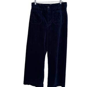 Anthropologie Maeve "Colette" Navy Blue Stretch Corduroy Wide Leg Cropped Pant